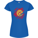 Torn  Kyrgyzstan Flag Kyrgyz Day Football Womens Petite Cut T-Shirt Royal Blue