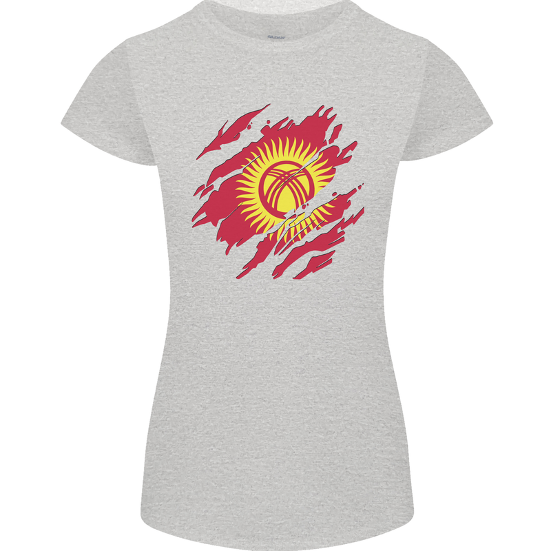 Torn  Kyrgyzstan Flag Kyrgyz Day Football Womens Petite Cut T-Shirt Sports Grey