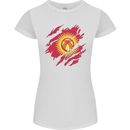 Torn  Kyrgyzstan Flag Kyrgyz Day Football Womens Petite Cut T-Shirt White