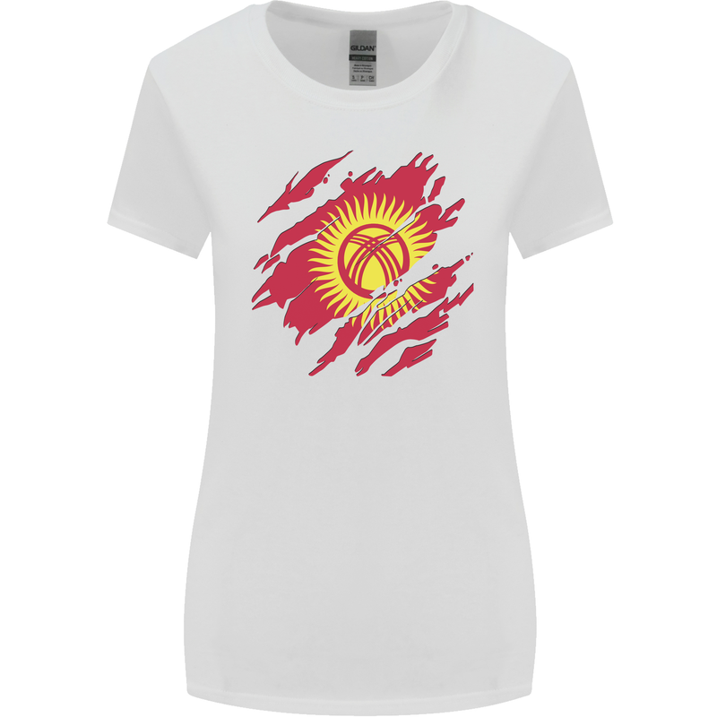 Torn  Kyrgyzstan Flag Kyrgyz Day Football Womens Wider Cut T-Shirt White