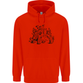 Tortoise Mushrooms Nature Mycology Mens 80% Cotton Hoodie Bright Red