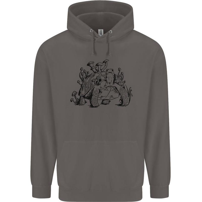 Tortoise Mushrooms Nature Mycology Mens 80% Cotton Hoodie Charcoal