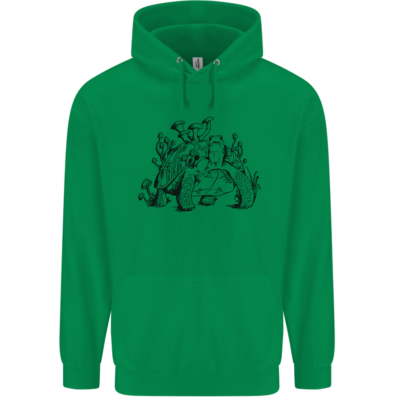 Tortoise Mushrooms Nature Mycology Mens 80% Cotton Hoodie Irish Green