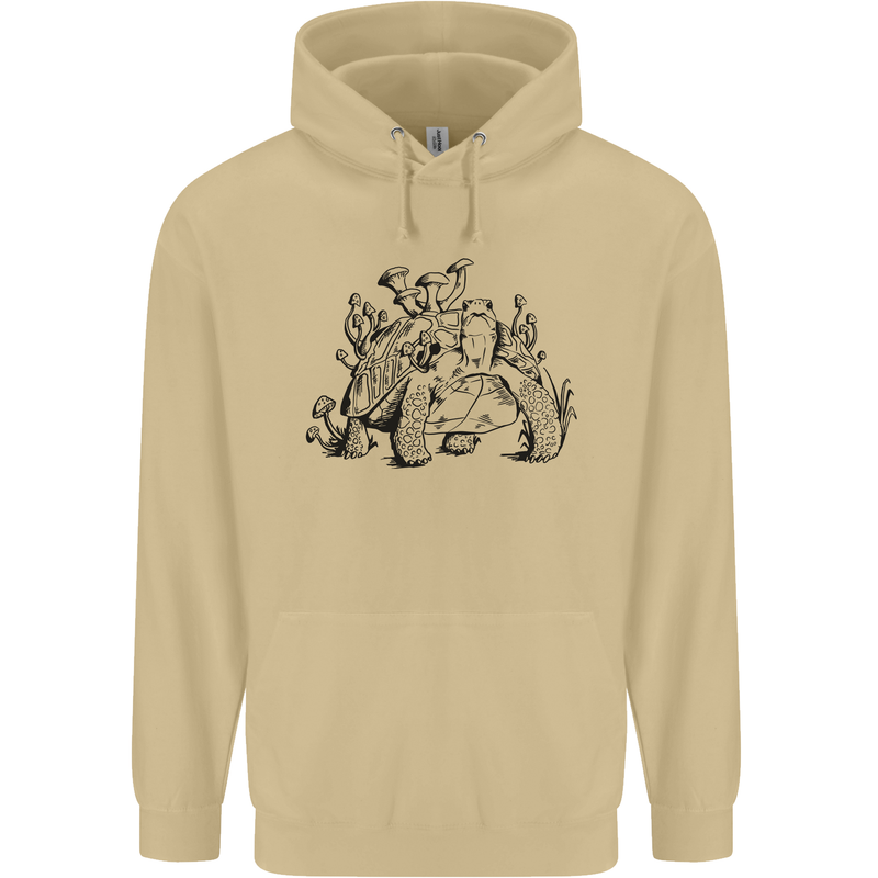 Tortoise Mushrooms Nature Mycology Mens 80% Cotton Hoodie Sand