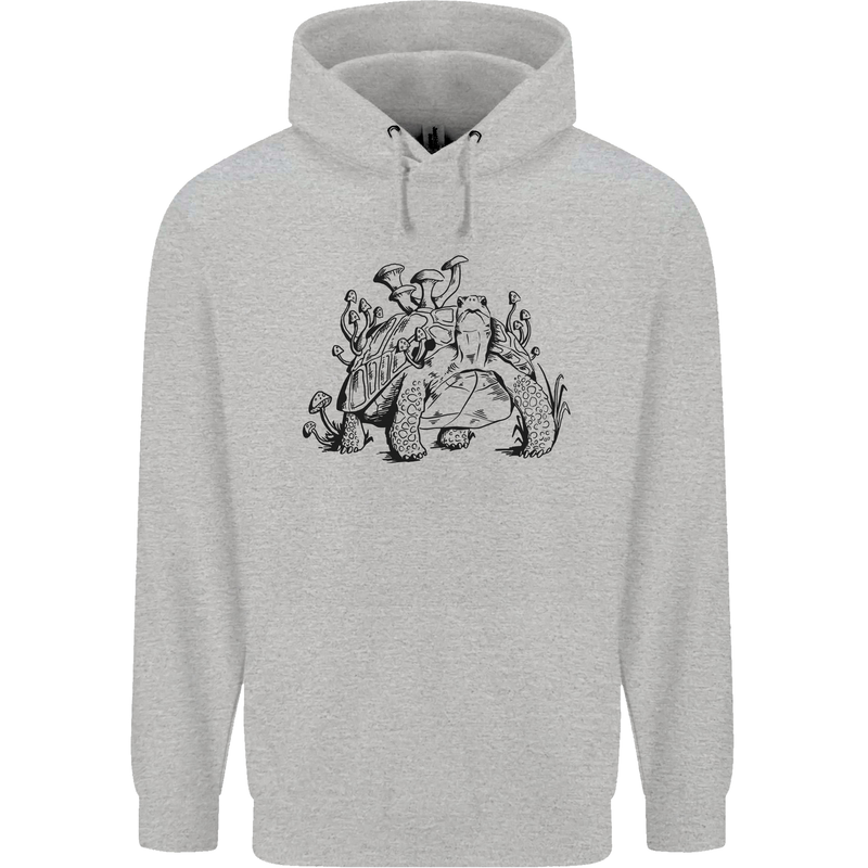 Tortoise Mushrooms Nature Mycology Mens 80% Cotton Hoodie Sports Grey