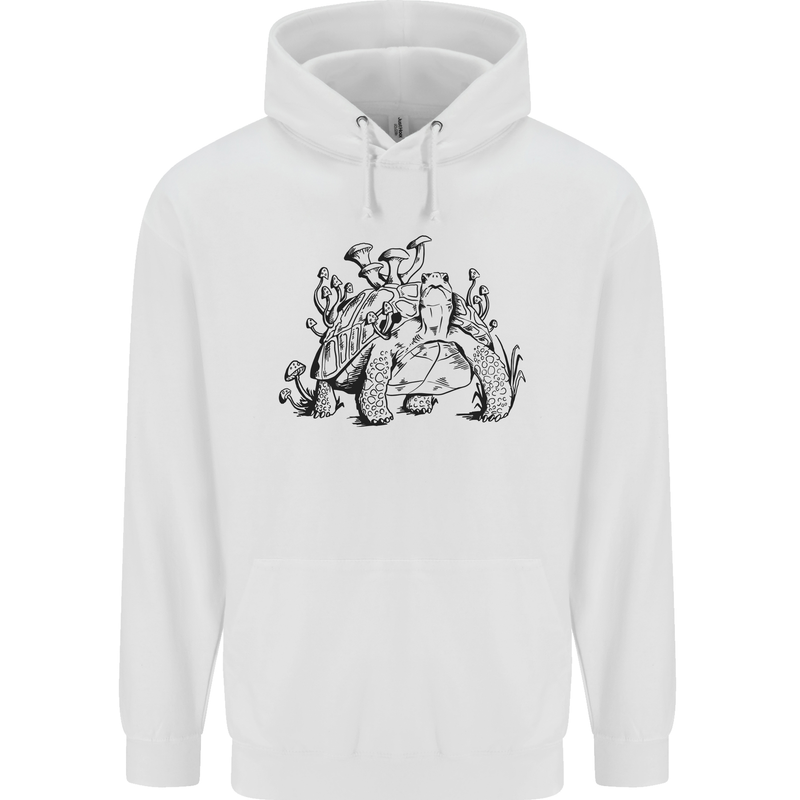 Tortoise Mushrooms Nature Mycology Mens 80% Cotton Hoodie White