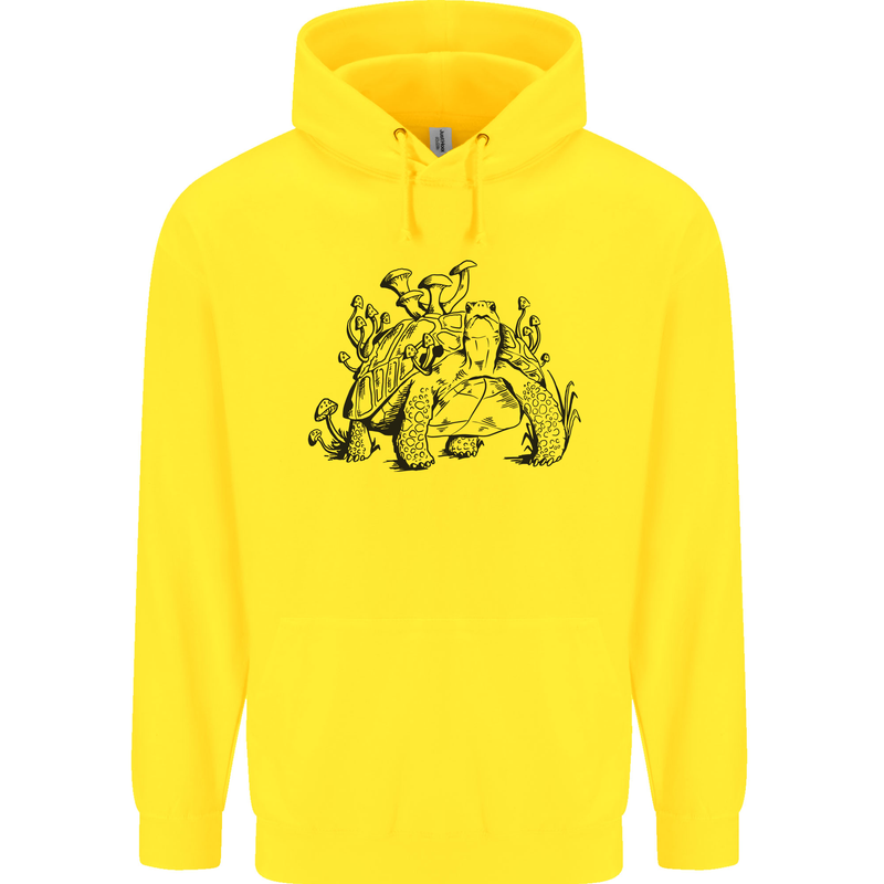 Tortoise Mushrooms Nature Mycology Mens 80% Cotton Hoodie Yellow