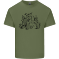 Tortoise Mushrooms Nature Mycology Mens Cotton T-Shirt Tee Top Military Green