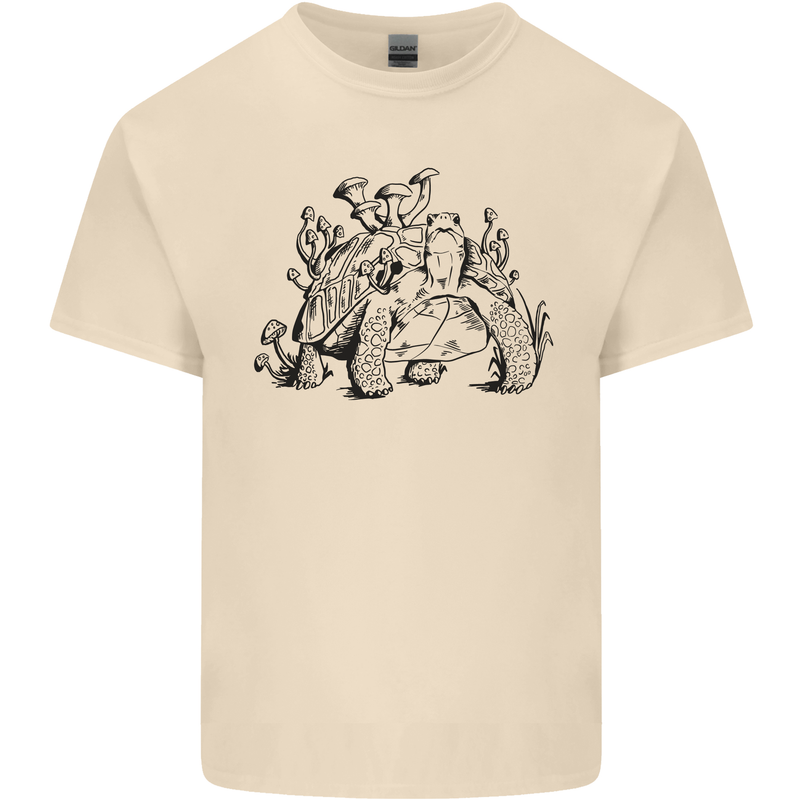 Tortoise Mushrooms Nature Mycology Mens Cotton T-Shirt Tee Top Natural