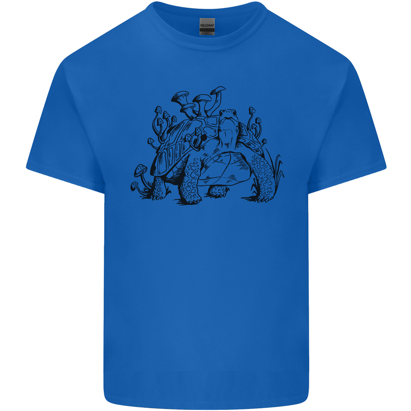 Tortoise Mushrooms Nature Mycology Mens Cotton T-Shirt Tee Top Royal Blue