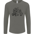 Tortoise Mushrooms Nature Mycology Mens Long Sleeve T-Shirt Charcoal