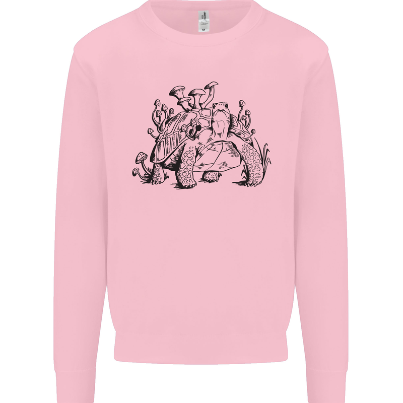 Tortoise Mushrooms Nature Mycology Mens Sweatshirt Jumper Light Pink