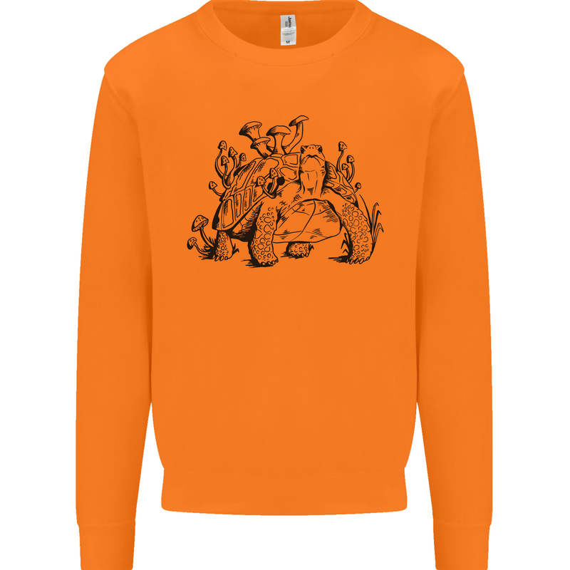 Tortoise Mushrooms Nature Mycology Mens Sweatshirt Jumper Orange