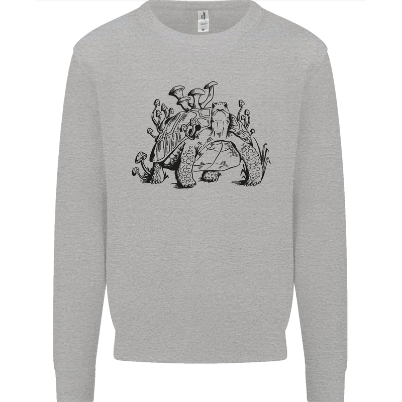 Tortoise Mushrooms Nature Mycology Mens Sweatshirt Jumper Sports Grey