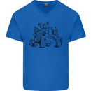 Tortoise Mushrooms Nature Mycology Mens V-Neck Cotton T-Shirt Royal Blue