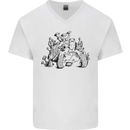 Tortoise Mushrooms Nature Mycology Mens V-Neck Cotton T-Shirt White
