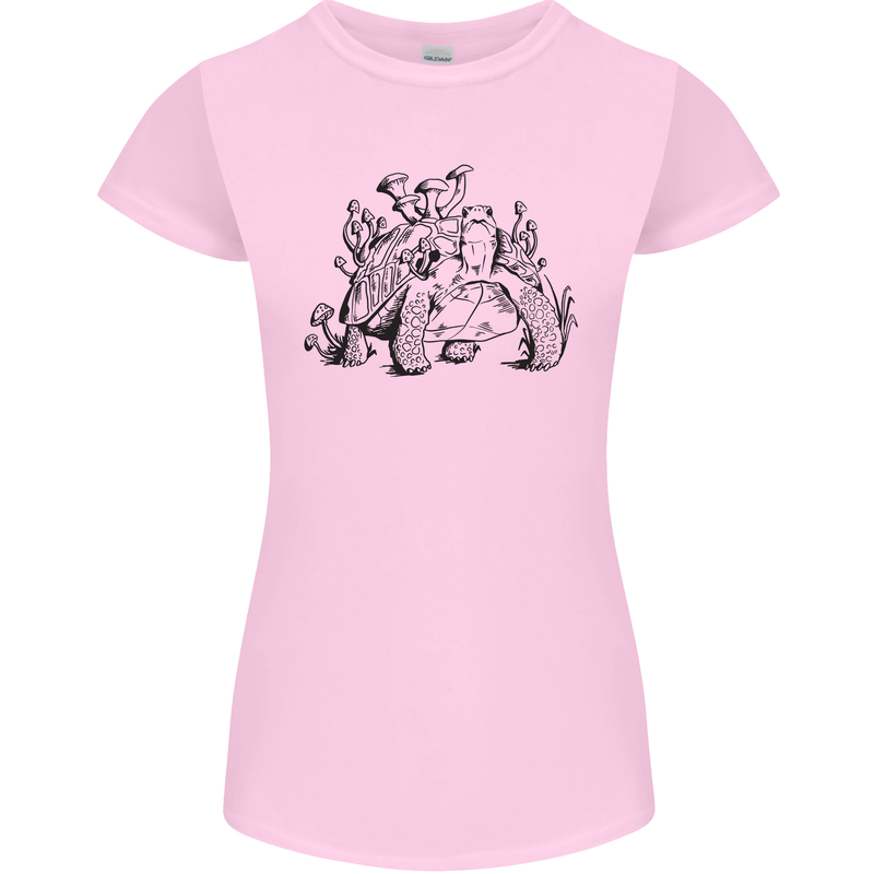 Tortoise Mushrooms Nature Mycology Womens Petite Cut T-Shirt Light Pink