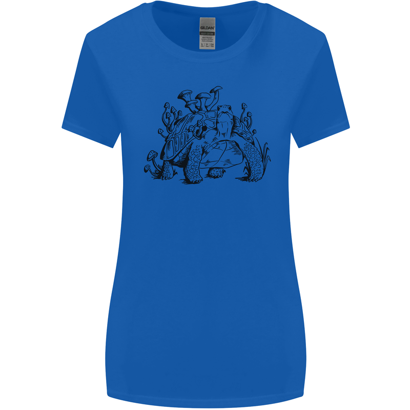 Tortoise Mushrooms Nature Mycology Womens Wider Cut T-Shirt Royal Blue