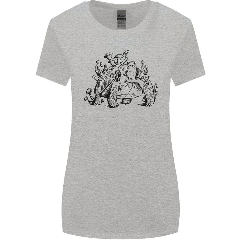 Tortoise Mushrooms Nature Mycology Womens Wider Cut T-Shirt Sports Grey