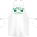 Touch My Lucky Charms Funny St Patricks Day Cotton Apron 100% Organic White