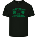 Touch My Lucky Charms Funny St Patricks Day Mens Cotton T-Shirt Tee Top Black