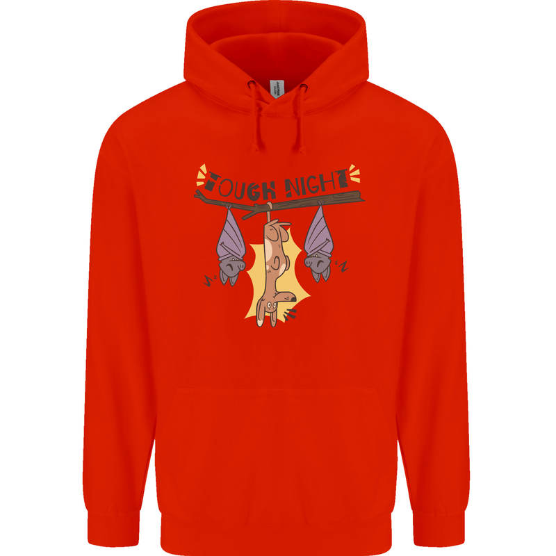Tough Night Funny Dog Bat Hangover Alcohol Beer Mens 80% Cotton Hoodie Bright Red