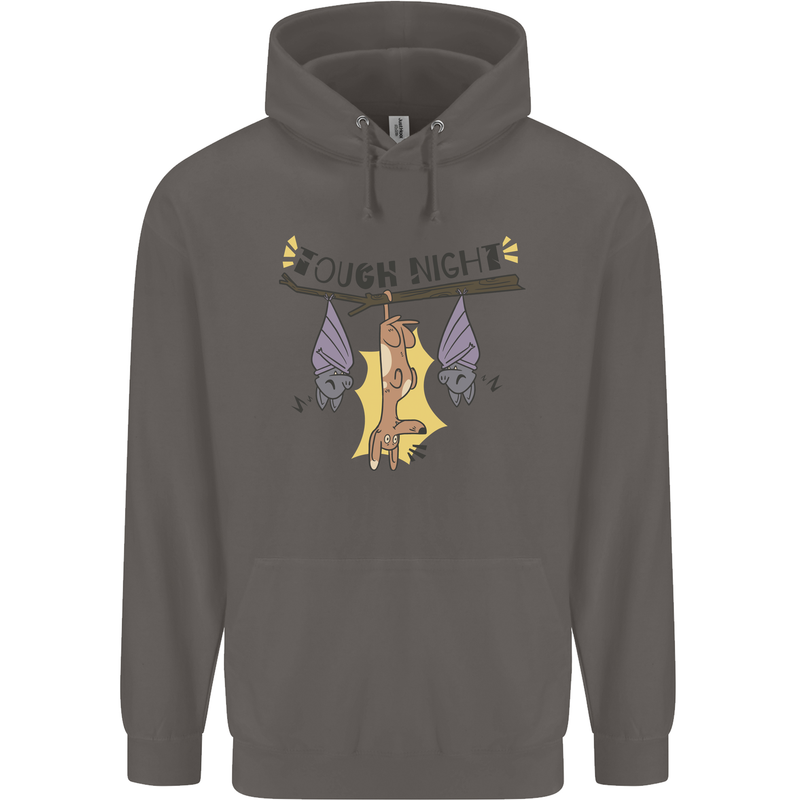 Tough Night Funny Dog Bat Hangover Alcohol Beer Mens 80% Cotton Hoodie Charcoal