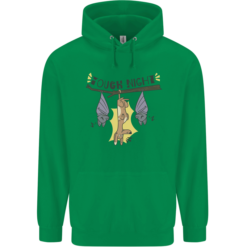 Tough Night Funny Dog Bat Hangover Alcohol Beer Mens 80% Cotton Hoodie Irish Green