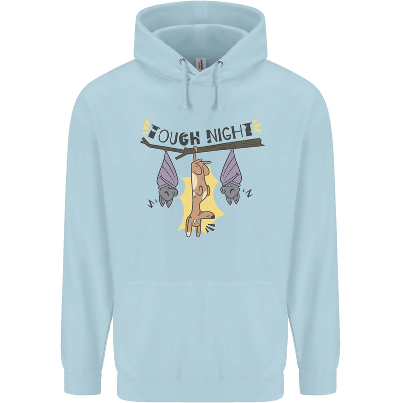 Tough Night Funny Dog Bat Hangover Alcohol Beer Mens 80% Cotton Hoodie Light Blue