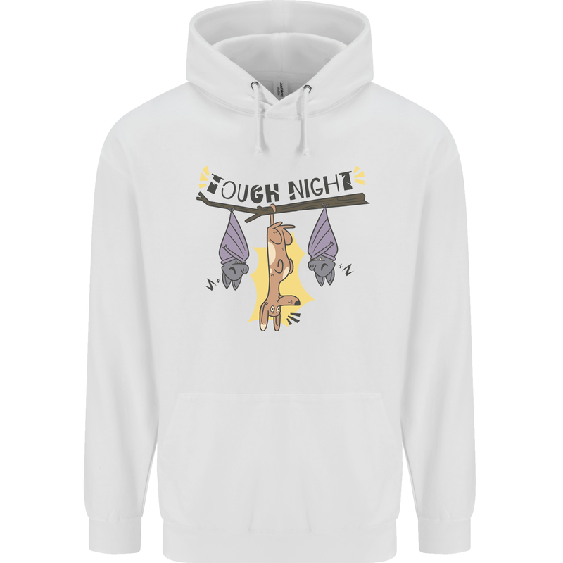 Tough Night Funny Dog Bat Hangover Alcohol Beer Mens 80% Cotton Hoodie White