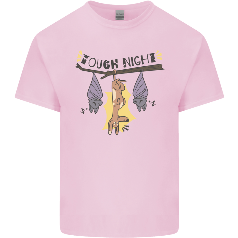 Tough Night Funny Dog Bat Hangover Alcohol Beer Mens Cotton T-Shirt Tee Top Light Pink