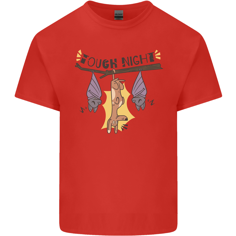 Tough Night Funny Dog Bat Hangover Alcohol Beer Mens Cotton T-Shirt Tee Top Red