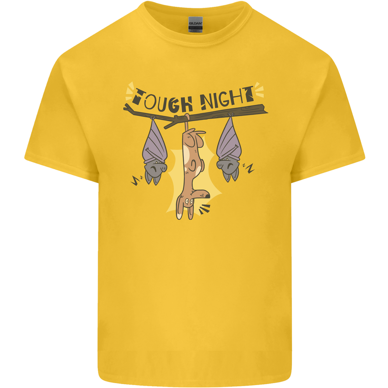 Tough Night Funny Dog Bat Hangover Alcohol Beer Mens Cotton T-Shirt Tee Top Yellow