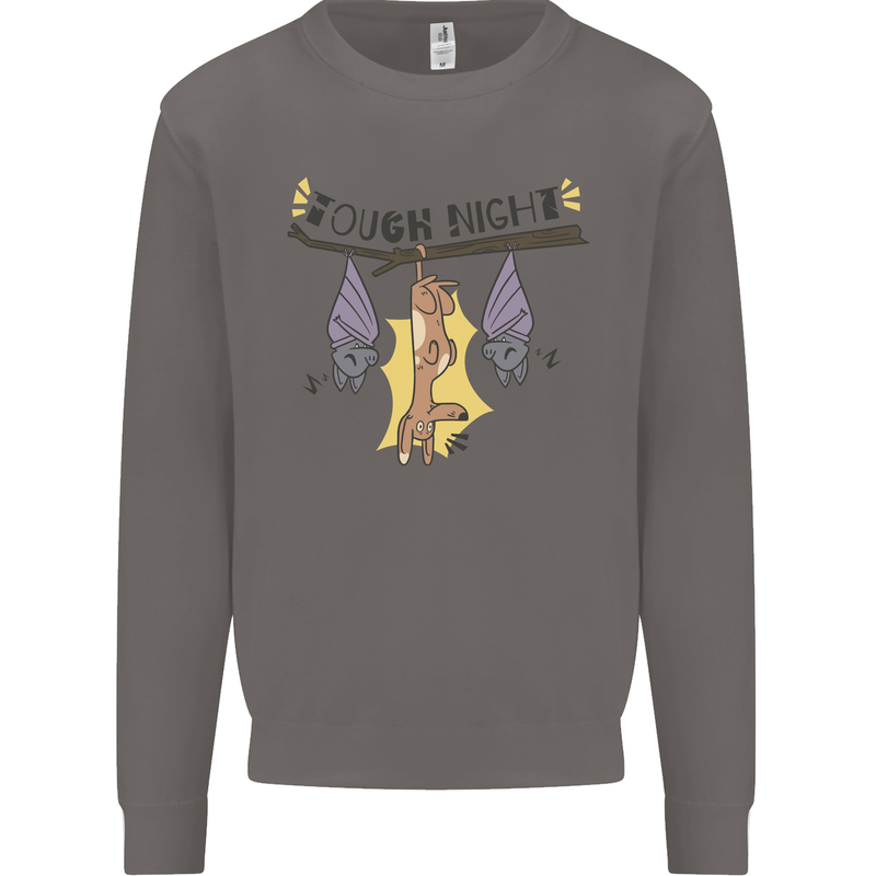 Tough Night Funny Dog Bat Hangover Alcohol Beer Mens Sweatshirt Jumper Charcoal
