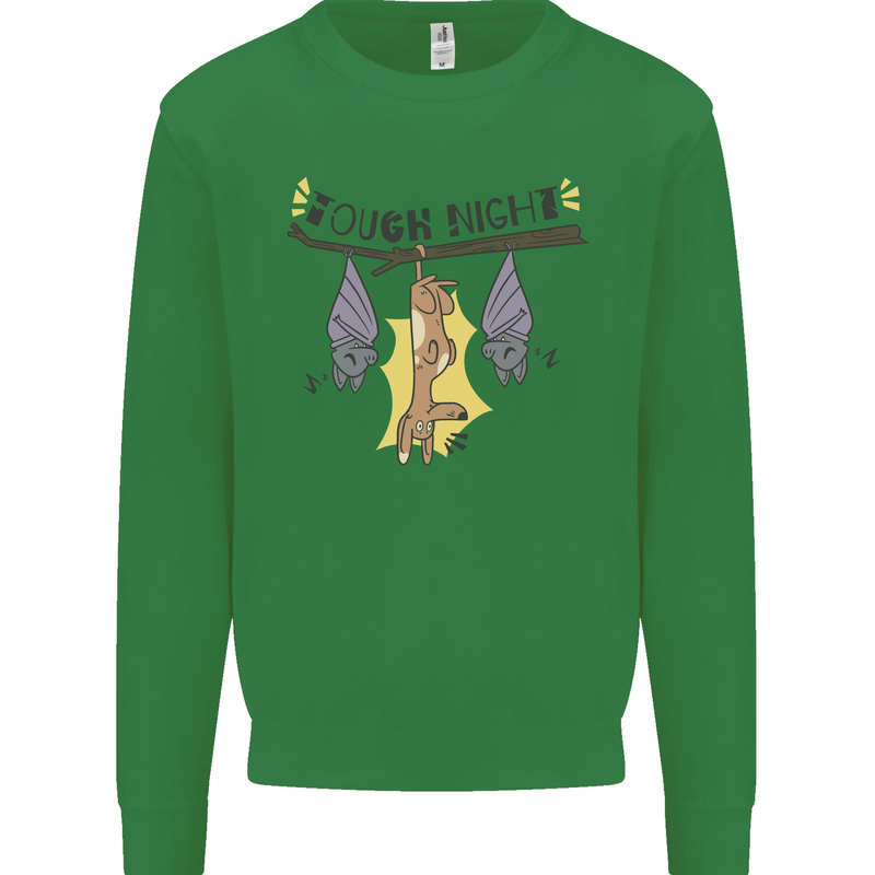 Tough Night Funny Dog Bat Hangover Alcohol Beer Mens Sweatshirt Jumper Irish Green