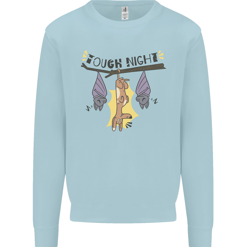 Tough Night Funny Dog Bat Hangover Alcohol Beer Mens Sweatshirt Jumper Light Blue