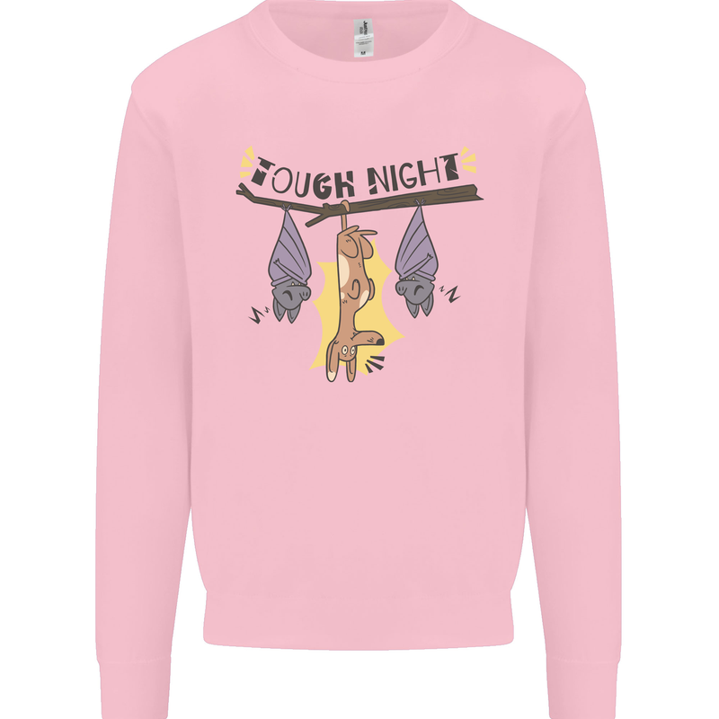 Tough Night Funny Dog Bat Hangover Alcohol Beer Mens Sweatshirt Jumper Light Pink