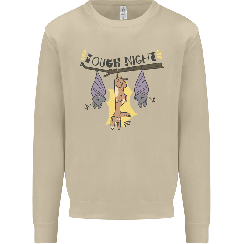 Tough Night Funny Dog Bat Hangover Alcohol Beer Mens Sweatshirt Jumper Sand