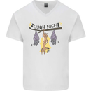 Tough Night Funny Dog Bat Hangover Alcohol Beer Mens V-Neck Cotton T-Shirt White