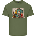 Town Musicians of Bremen Guitar Folk Mens Cotton T-Shirt Tee Top Military Green