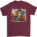 Town Musicians of Bremen Guitar Folk Mens T-Shirt 100% Cotton Maroon