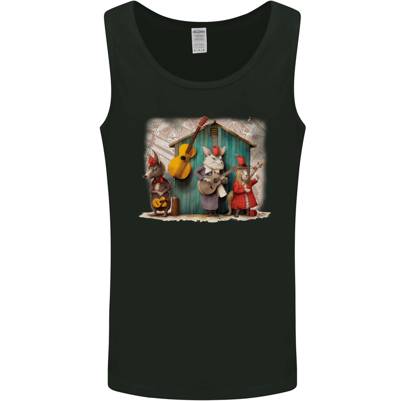 Town Musicians of Bremen Guitar Folk Mens Vest Tank Top Black
