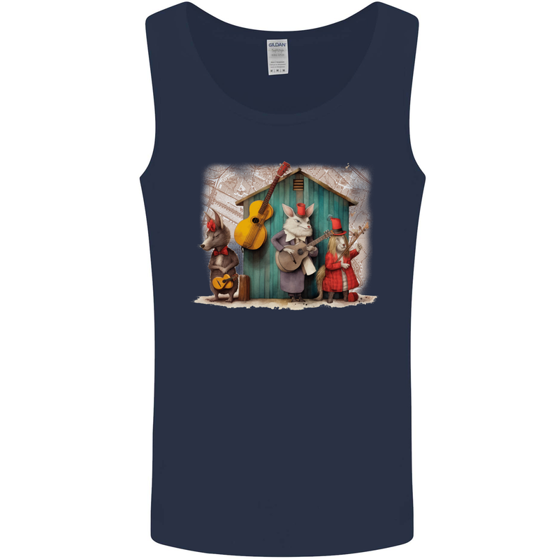 Town Musicians of Bremen Guitar Folk Mens Vest Tank Top Navy Blue