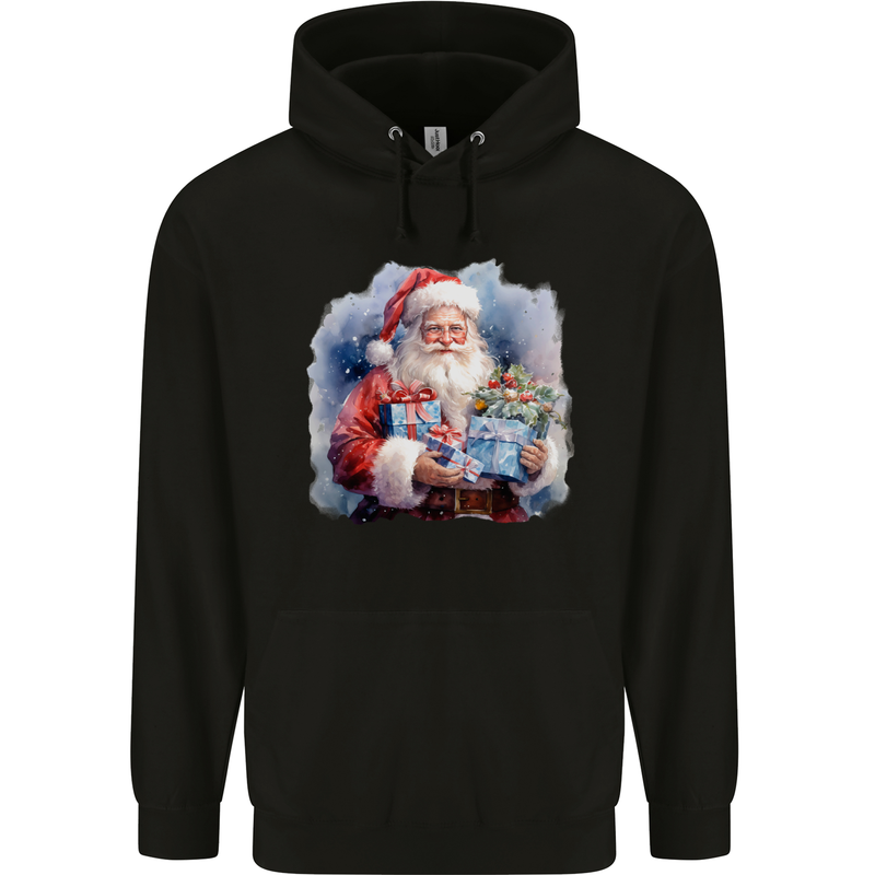 Traditional Santa Christmas Design Xmas Childrens Kids Hoodie Black