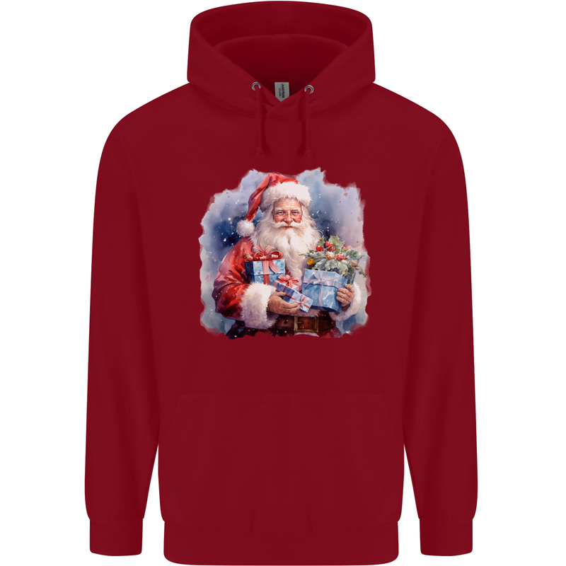 Traditional Santa Christmas Design Xmas Childrens Kids Hoodie Red