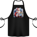 Traditional Santa Christmas Design Xmas Cotton Apron 100% Organic Black
