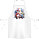 Traditional Santa Christmas Design Xmas Cotton Apron 100% Organic White