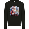 Traditional Santa Christmas Design Xmas Kids Sweatshirt Jumper Black