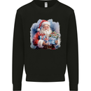 Traditional Santa Christmas Design Xmas Kids Sweatshirt Jumper Black