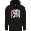 Traditional Santa Christmas Design Xmas Mens 80% Cotton Hoodie Black